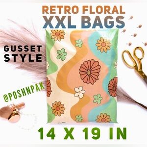 🔥10 XL Retro Floral poly bags 14.5 x 19 x 4in